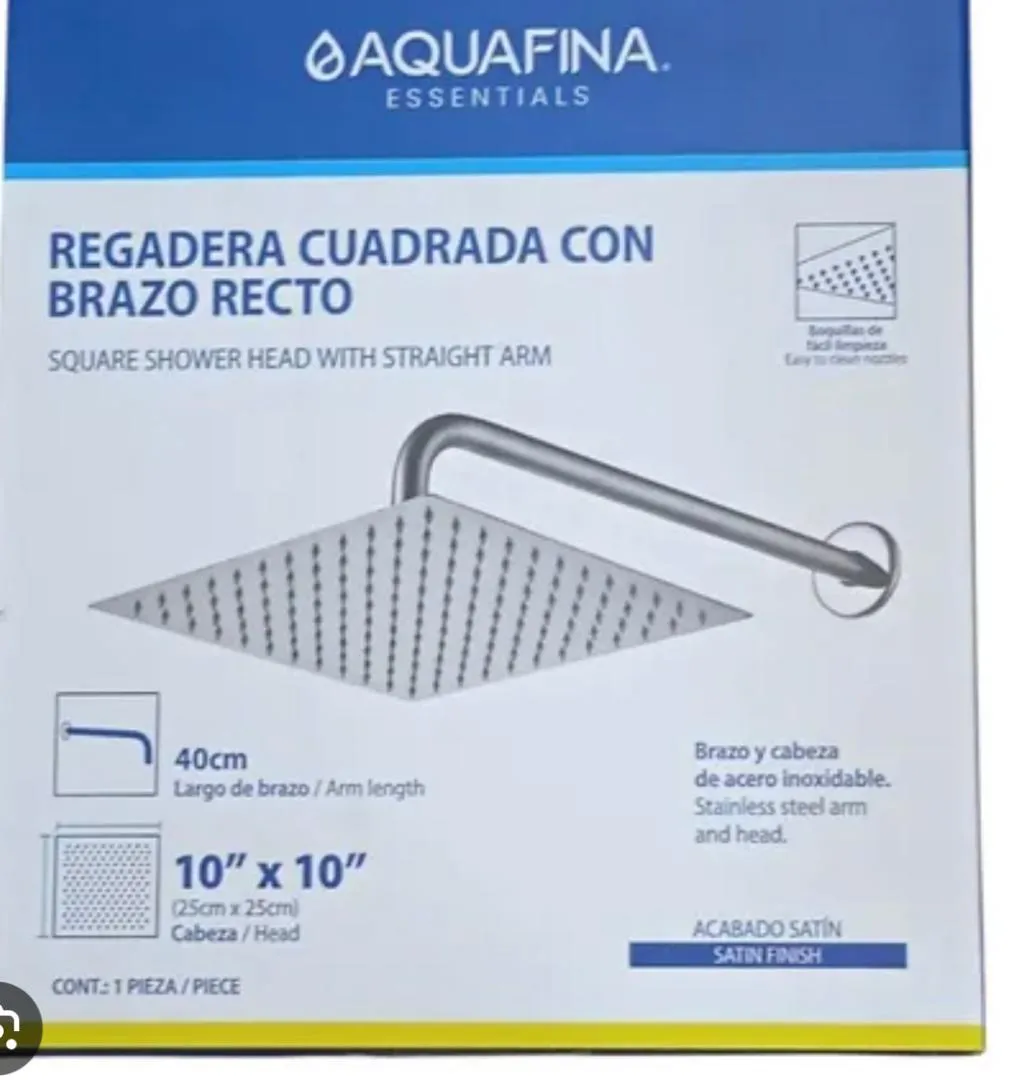 REGADERA CUADRAD DE 10"  CON BRAZO  A/INOX SANTINAFA  AQUAFINADA