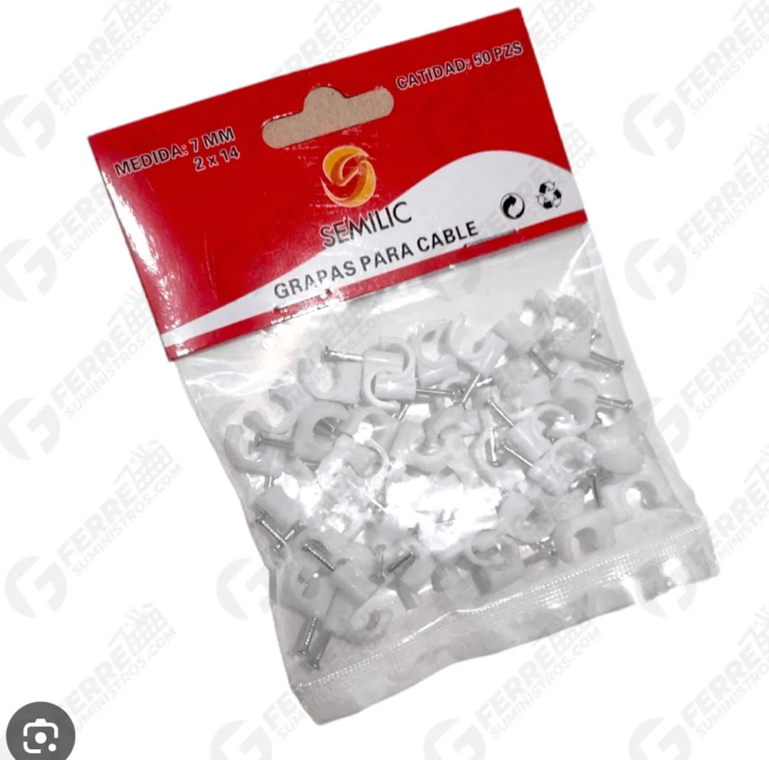 GRAPA T PARA CABLE PAQUETE DE 100 UNIDADES